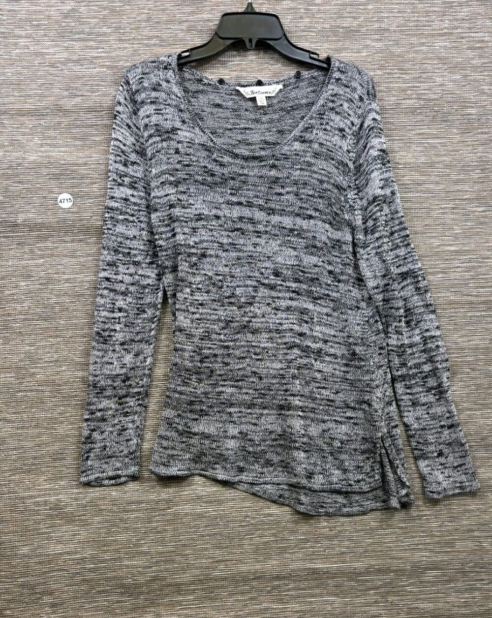 Tantrums Knit Sweater Womens Size M Gray Space Dye Long Sleeve Scoop-Neck
